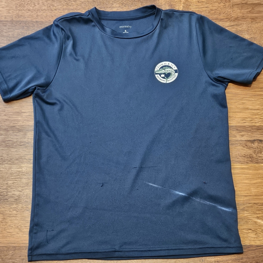 CROWN & IVY boys/mens dry-fit uv Protection fishing short sleeve T-shirt SIZE XL